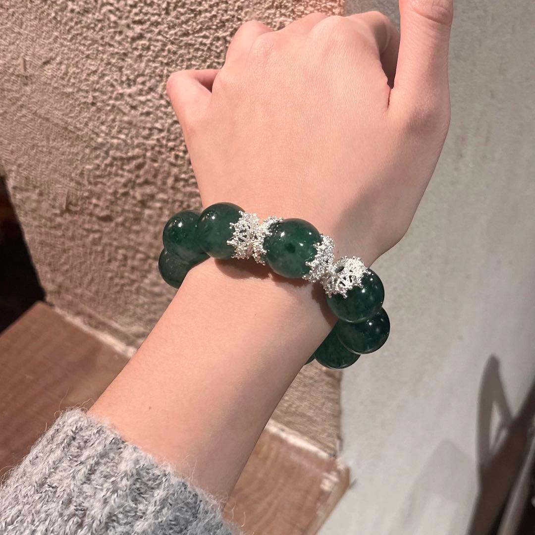 天然石 グリーンクォーツ ブレスレット 大粒14mm 透き通る輝き