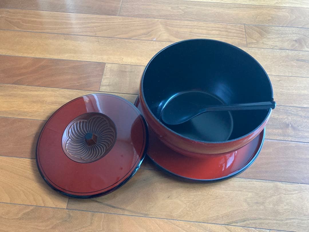 おひつ　盆　しゃもじ　ちらし寿司　付き　黒　赤　軽い