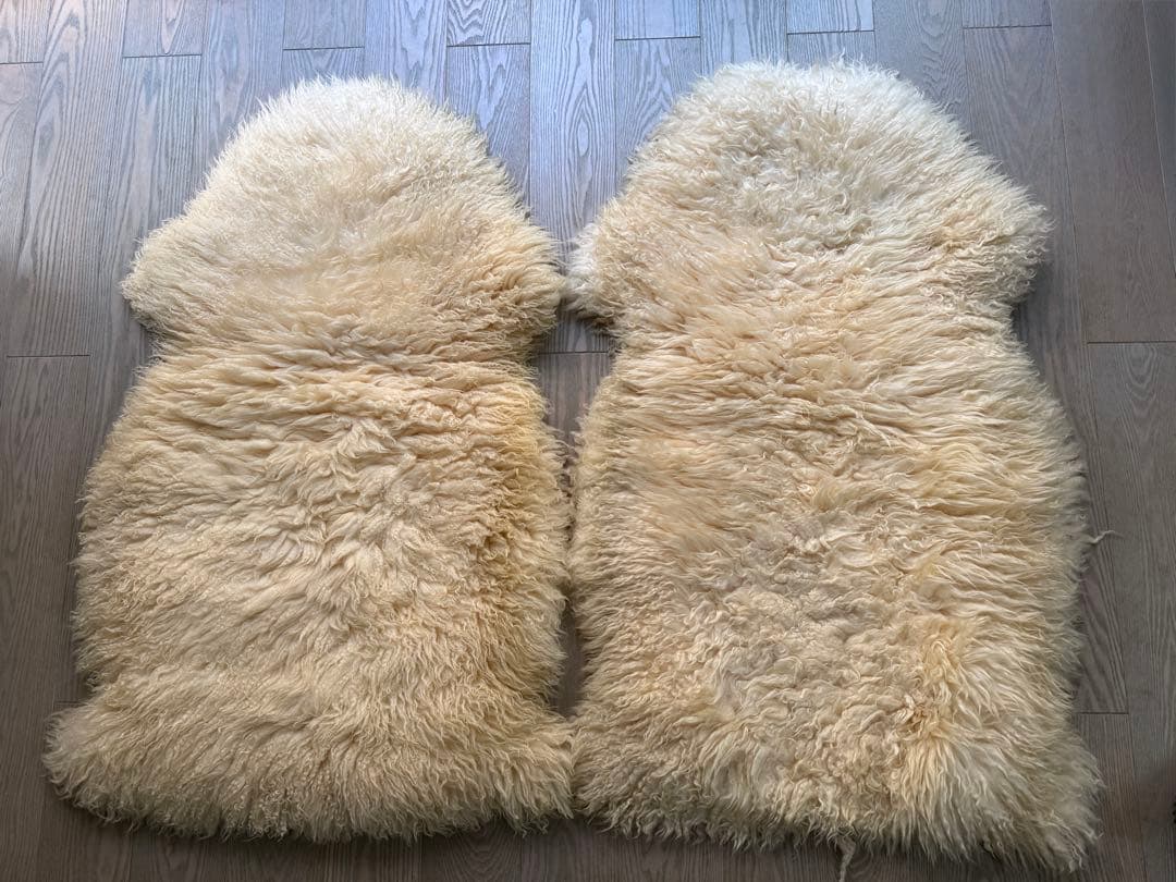 ムートンラグ 羊毛ラグ 2枚セット 約90cm x 60cm
