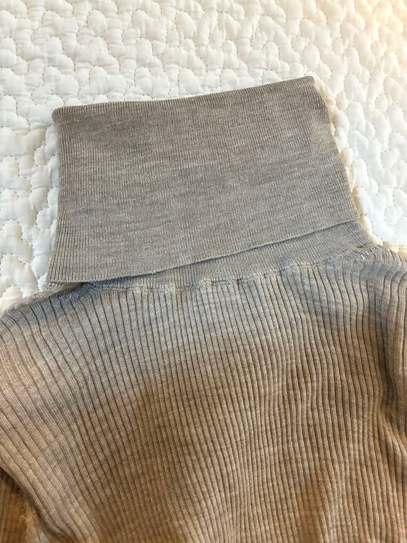 Chaos シルクリブタートルネックニット シルク100% ベージュ