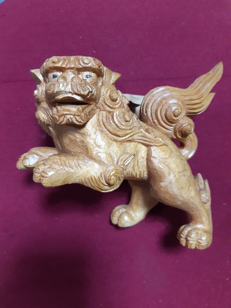 一刀彫   唐獅子の置物