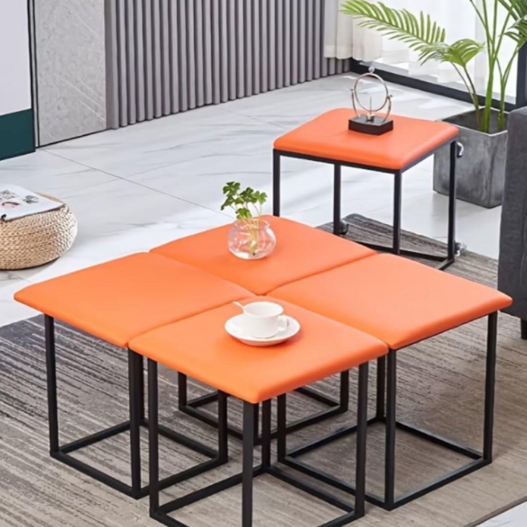 八6628【新品未使用】 5in1 スツールチェア　オレンジ