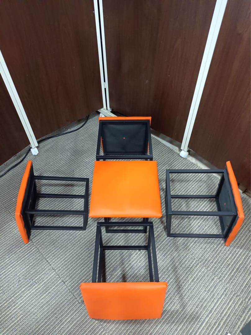 八6628【新品未使用】 5in1 スツールチェア　オレンジ