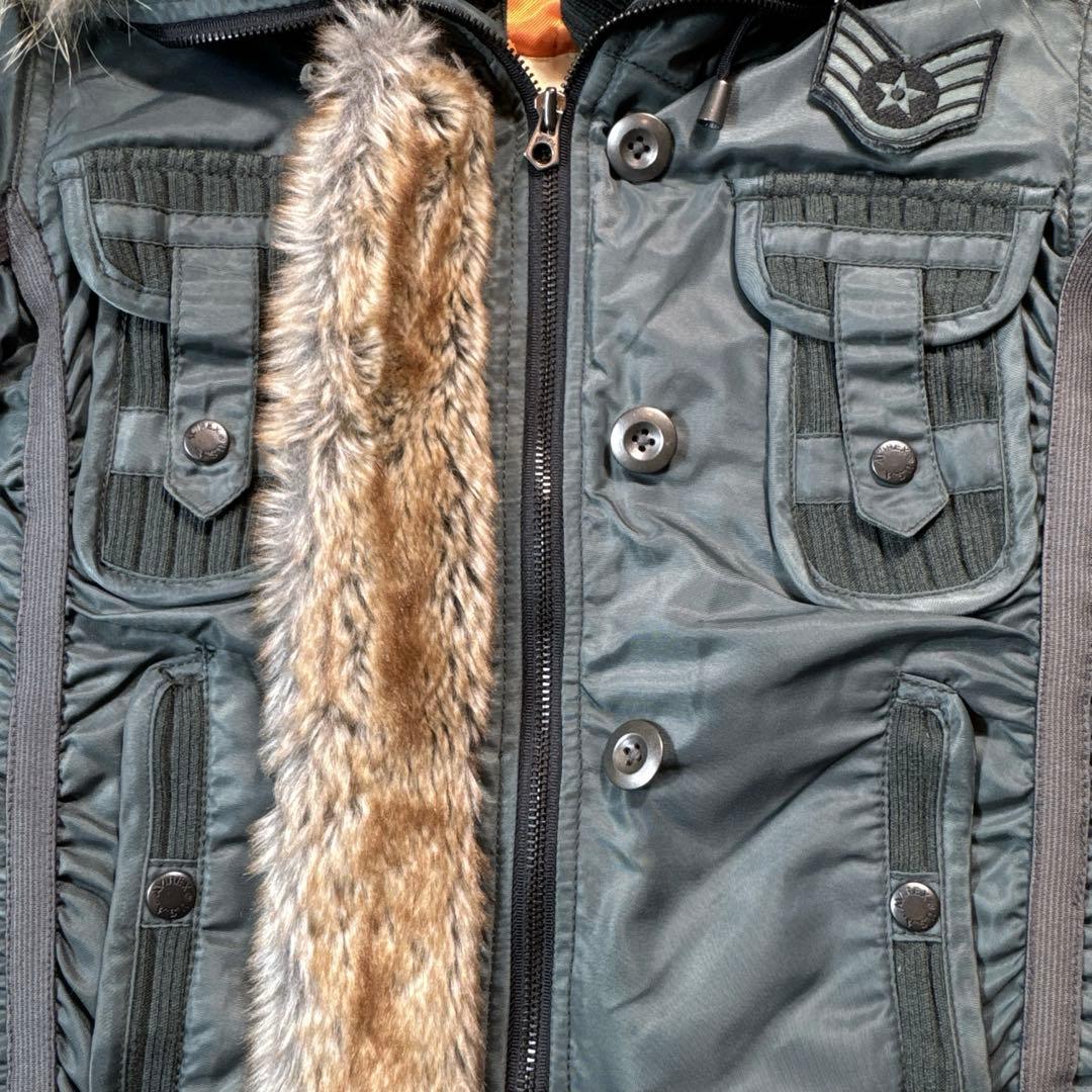 希少カラー 美品 AVIREX N-2B ミリタリー ジャケット ファー 短丈