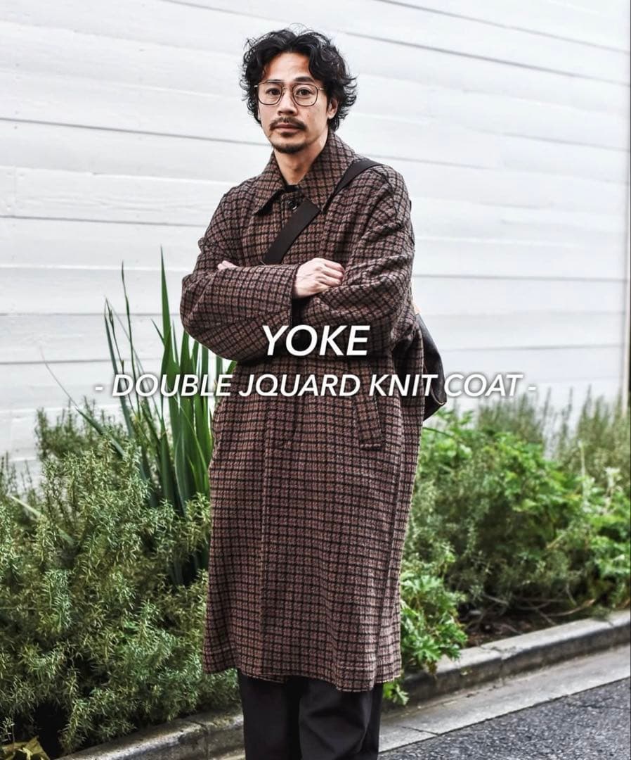 （美品）DOUBLE JQUARD KNIT BALCOLLAR COAT