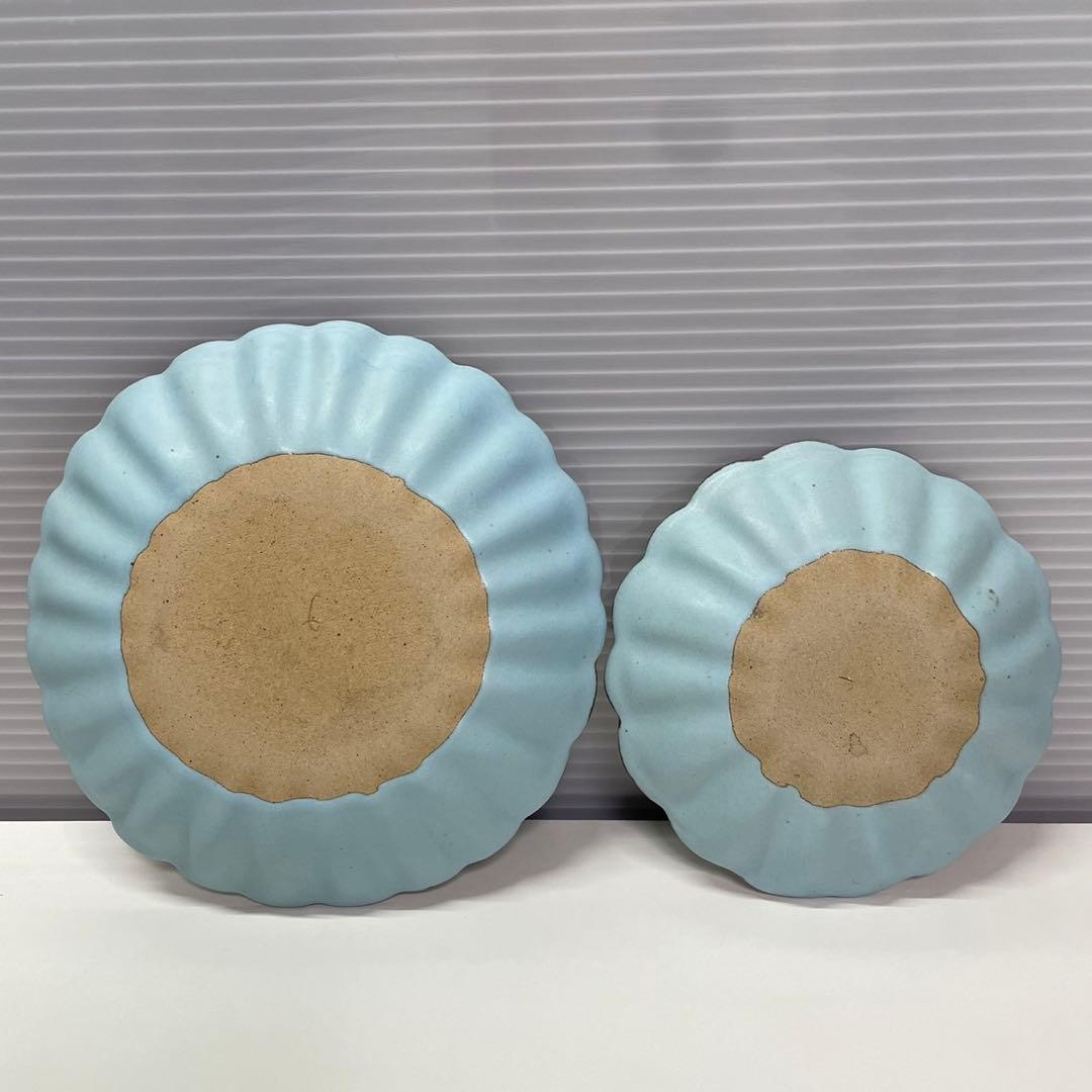 石岡信之 作家物 食器 7点セット 花皿 ヘリンボーン 角皿 豆皿 白 青淡