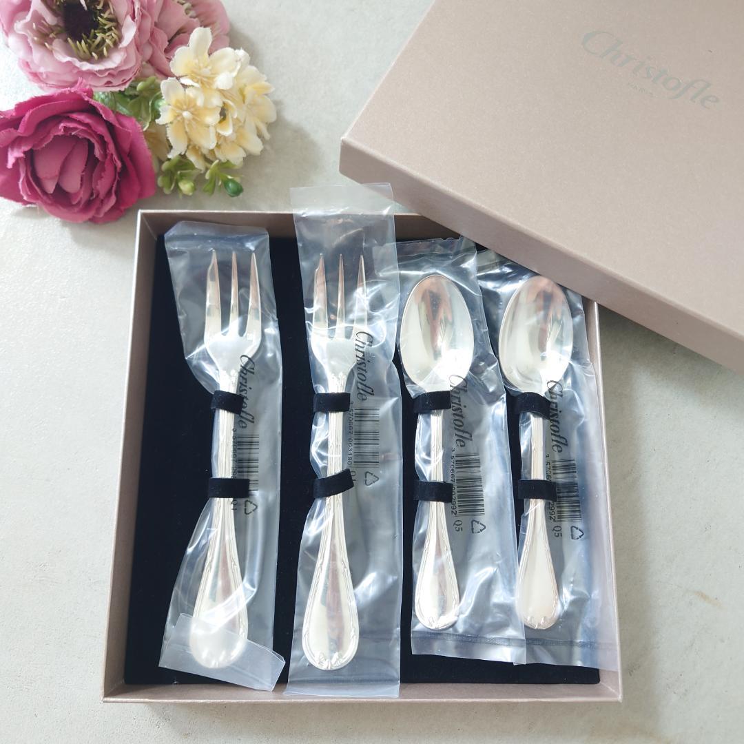クリストフル リュバン ケーキフォーク コーヒースプーン 未開封 4点 紙箱入り