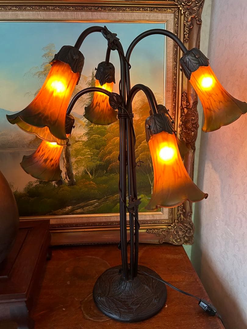 アンティークランプガラスシェードスタンド