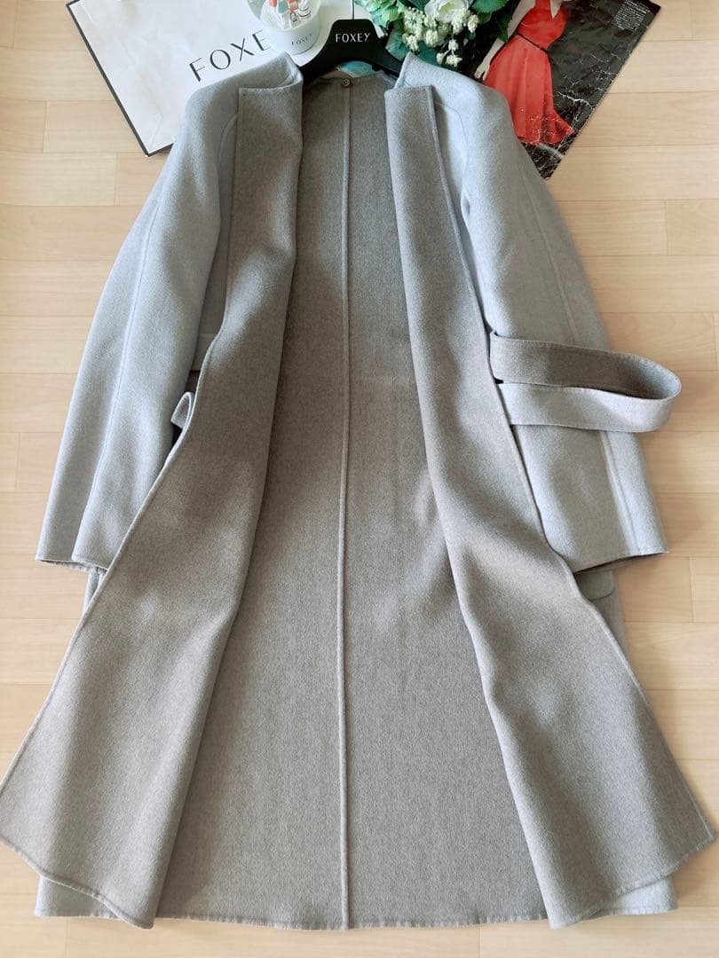 極美品！FOXEYカシミヤリバーシルロングコート￼ フリー Rene