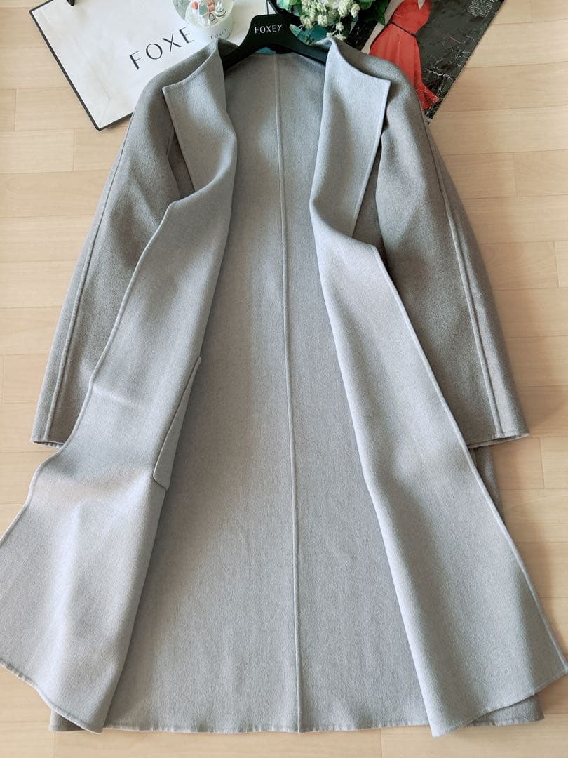 極美品！FOXEYカシミヤリバーシルロングコート￼ フリー Rene