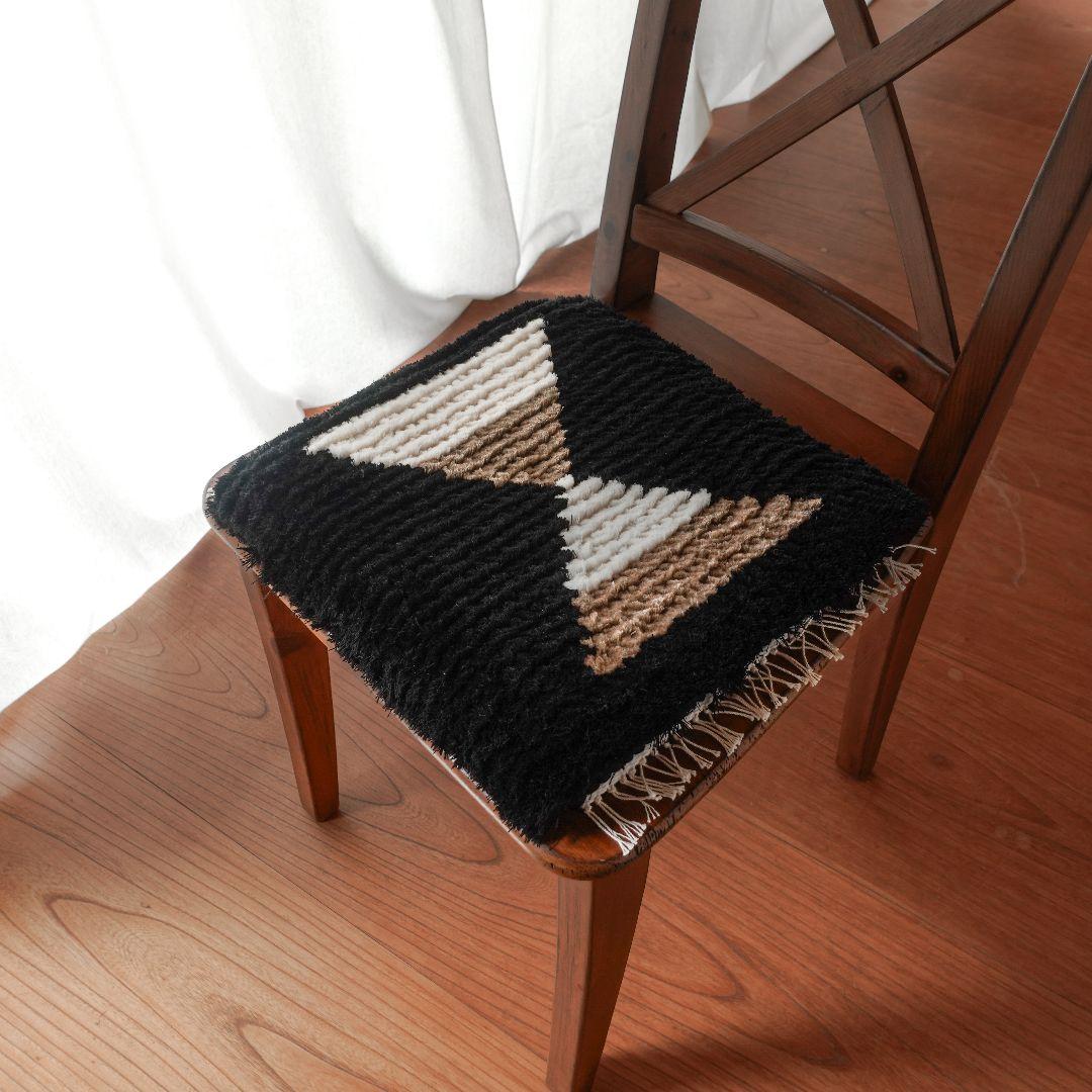 【一点物】【手染め糸】ノッティング織 椅子敷き 007