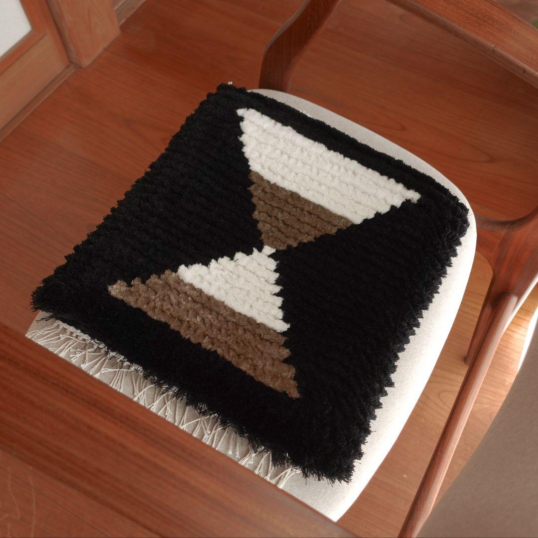 【一点物】【手染め糸】ノッティング織 椅子敷き 007