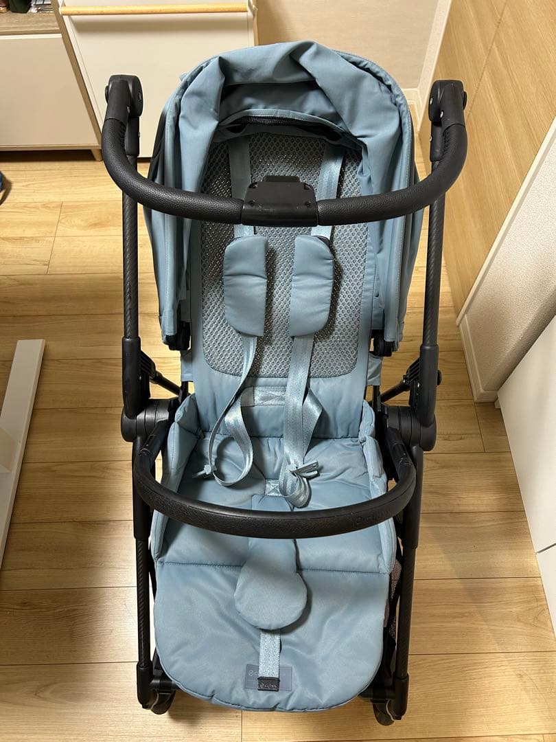 【cybex】メリオカーボン2024 ストーミーブルー カップホルダ、防寒カバー
