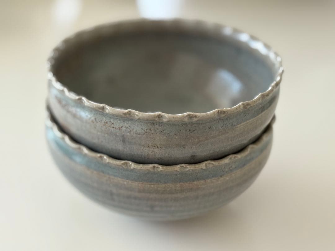 2個セット 余宮隆さん 窯灰釉 輪花ボウル