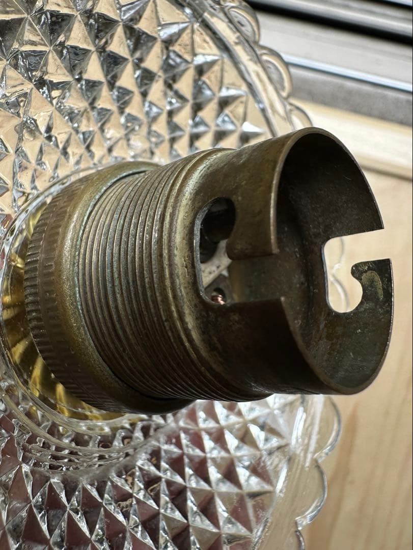 20年代 フランス アンティーク ダイヤモンドキルト模様の小さなアトリエランプ＊