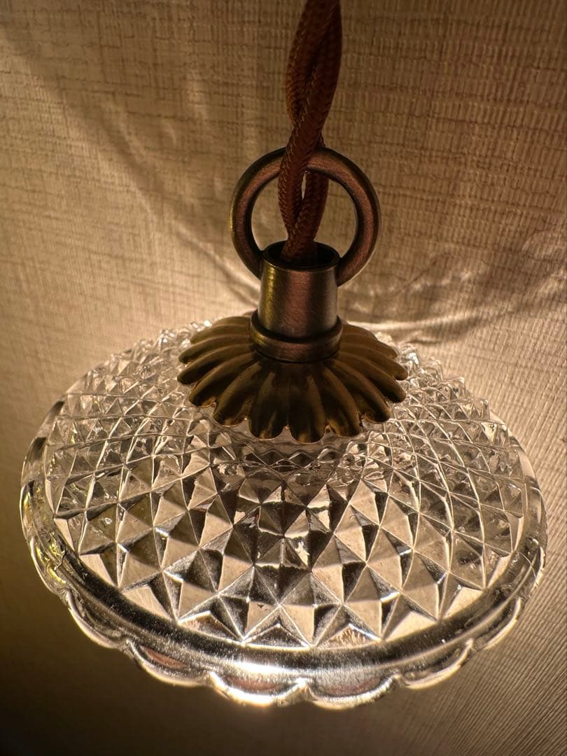 20年代 フランス アンティーク ダイヤモンドキルト模様の小さなアトリエランプ＊