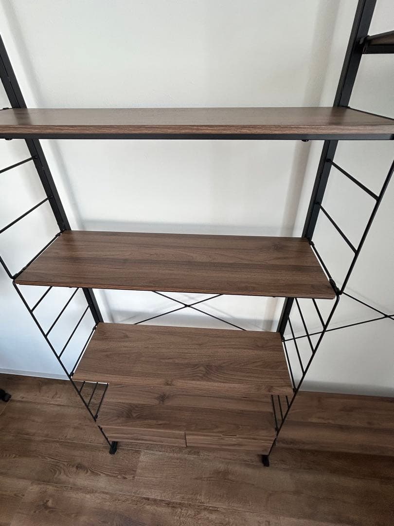 ニトリ 突っ張り壁面収納 Nポルダ 幅80cm ワードローブ ミドルブラウン