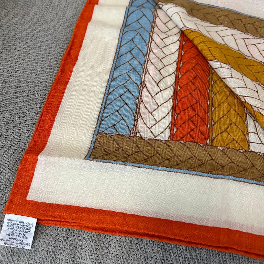 極美品☆エルメス　カレジュアン140 トレスH カシミヤストール カシシル