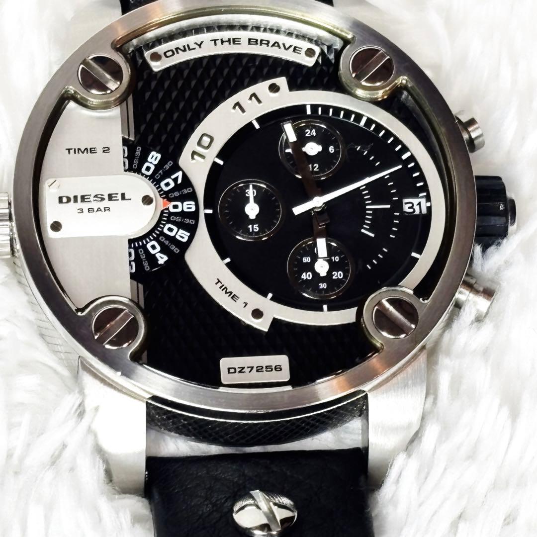 極美品 DIESEL DZ7256 リトルダディ デュアルタイム 稼働品