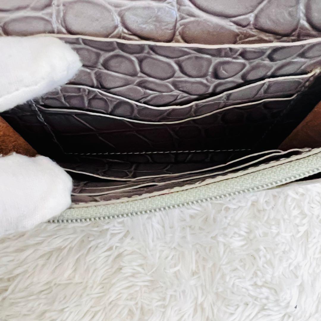 【希少】IL BISONTE クロコ型押し　二つ折財布　本革　バイソン刻印　高級