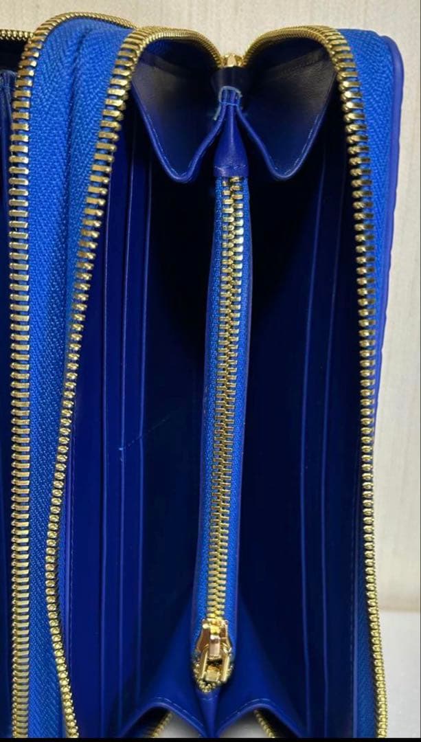 クロコダイル　ダブルファスナー　長財布　ワニ革財布　ブルー