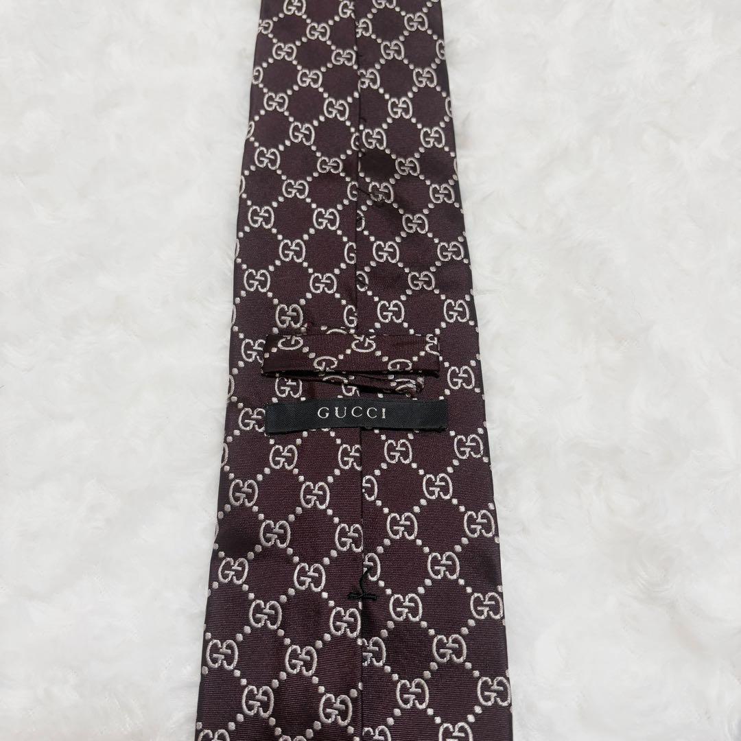 【美品】グッチ ネクタイ ハイブランド GG柄 インターロッキング 光沢 希少