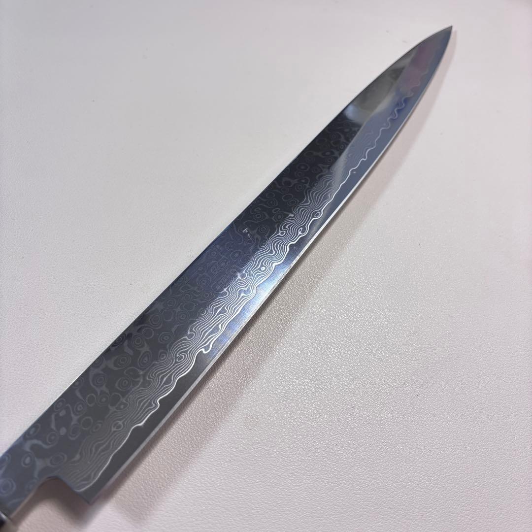 尺　300mm 墨流しダマスカス 柳刃包丁 黒檀本 牛八角柄　刺身包丁 和包丁︒