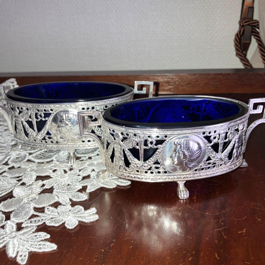 ドイツ　ハナウ　純銀アンティーク　ソルトセラーペア