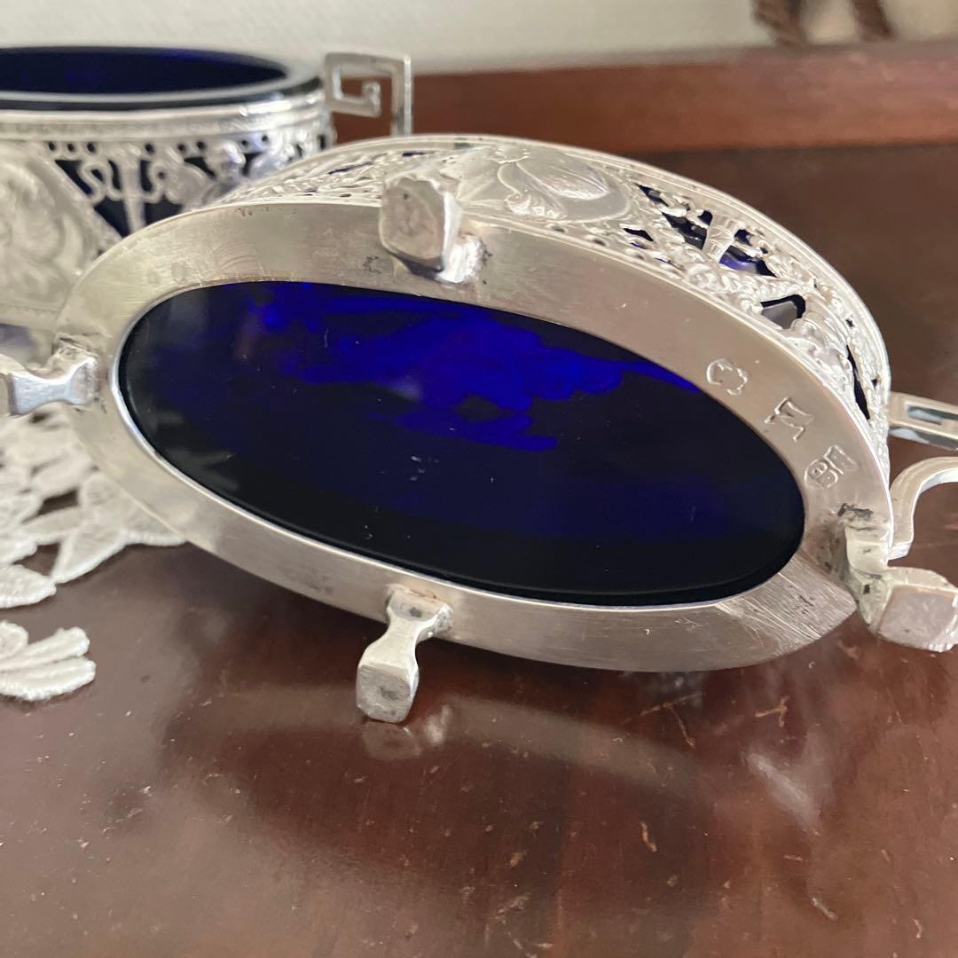 ドイツ　ハナウ　純銀アンティーク　ソルトセラーペア