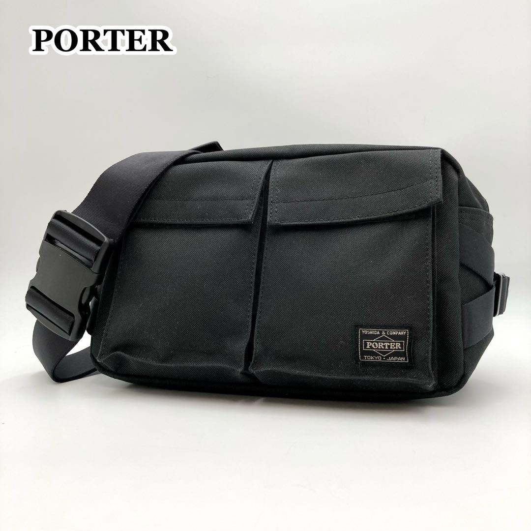 白ひげ✨PORTER 吉田カバン スモーキー ボディバッグ 黒 ポケット