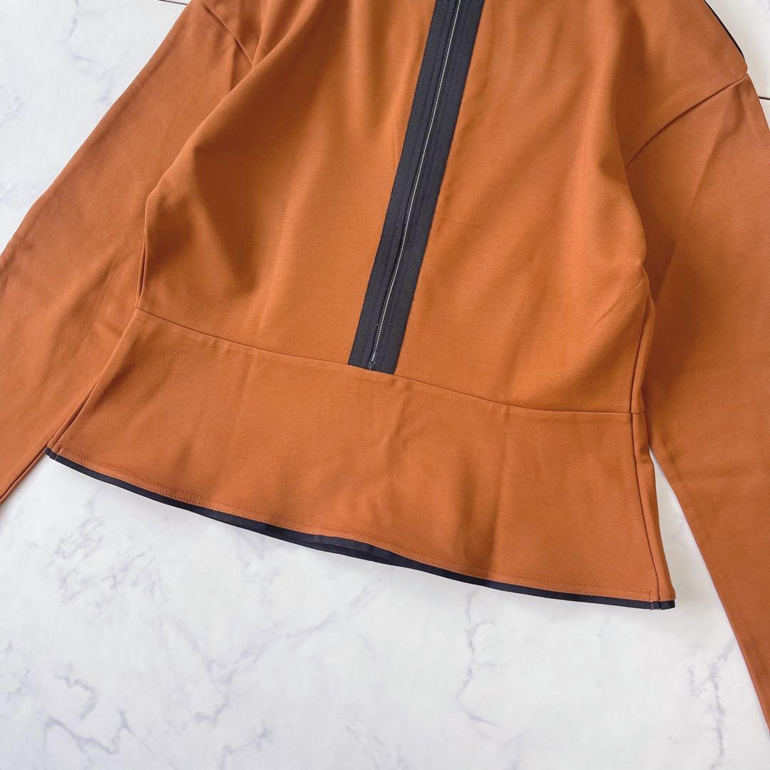 【未使用級】ランバンスポール ペプラム パイピング 長袖シャツ バックジップ38