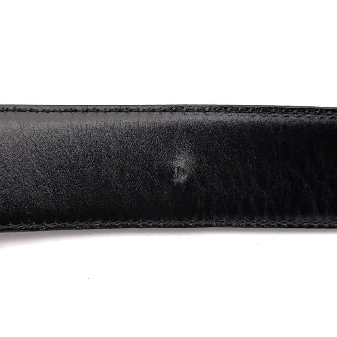 美品 GUCCI グッチ ベルト インターロッキング シマレザー GG ブラック