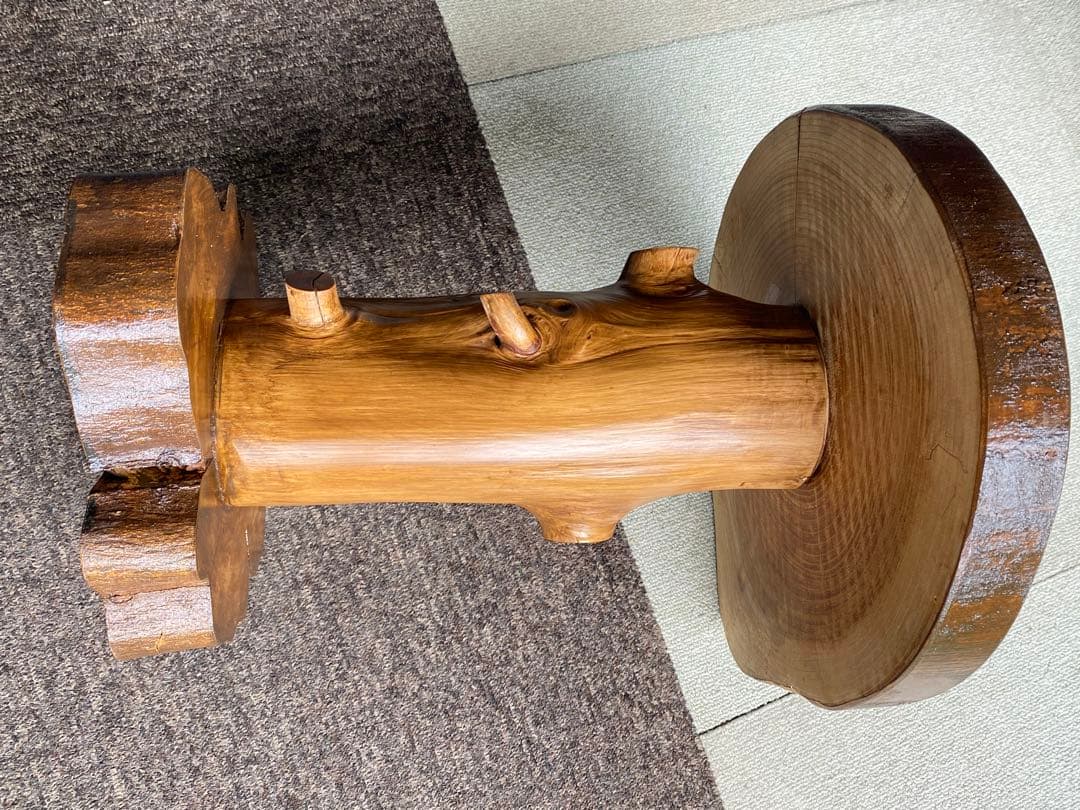 木製 自然形状 テーブル 観葉植物スタンド スツール