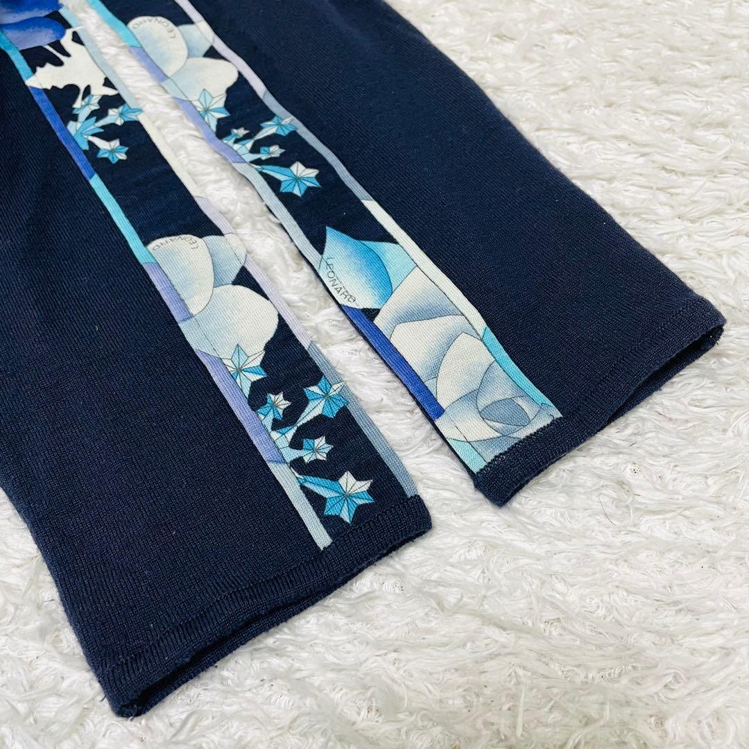 希少✨LEONARD カシミヤ混 ニット トップス　花柄 ウール　トリム　40