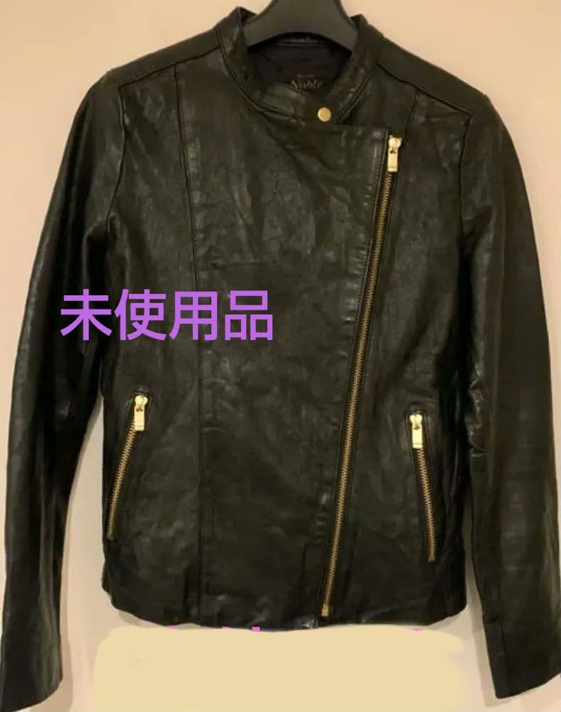 未使用 Noble レザー ライダースジャケット 38サイズ ブラック 黒