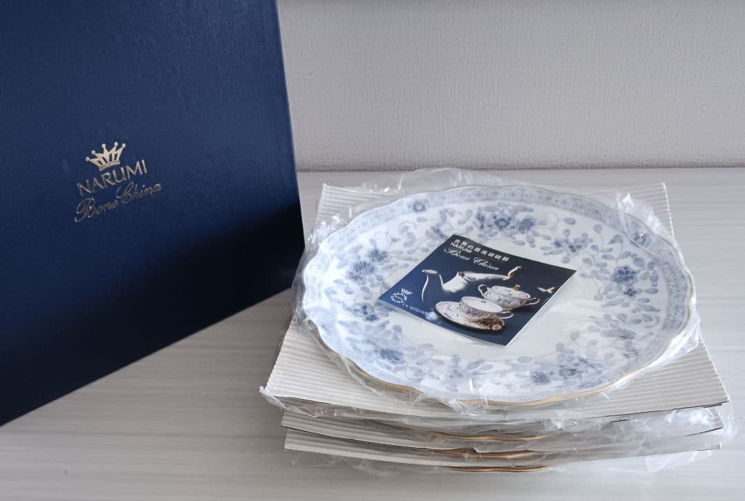 NARUMI ミラノ青い花柄大 皿 5枚セット23cm
