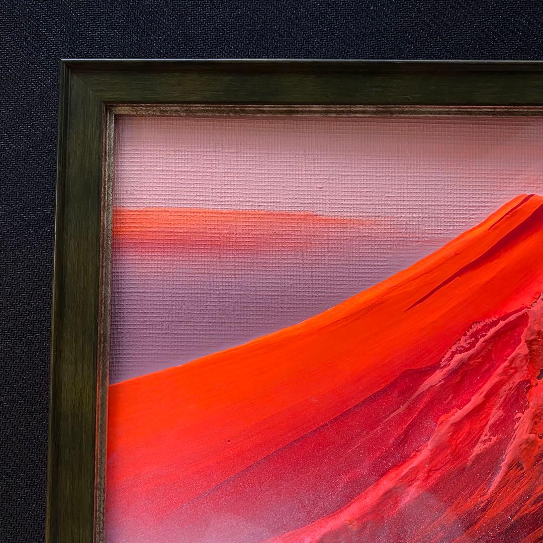 赤富士 半立体の型盛り絵 絵画 工芸品 ②