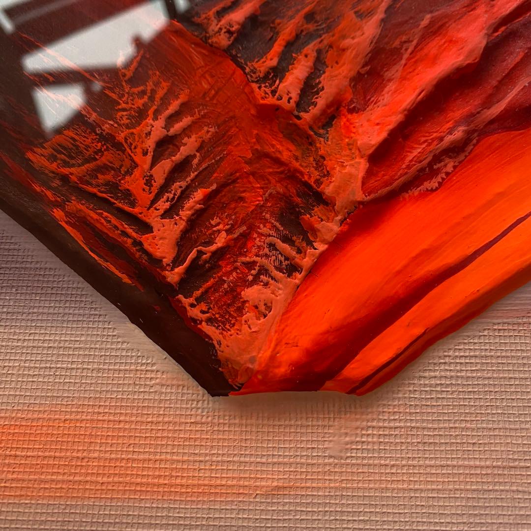 赤富士 半立体の型盛り絵 絵画 工芸品 ②