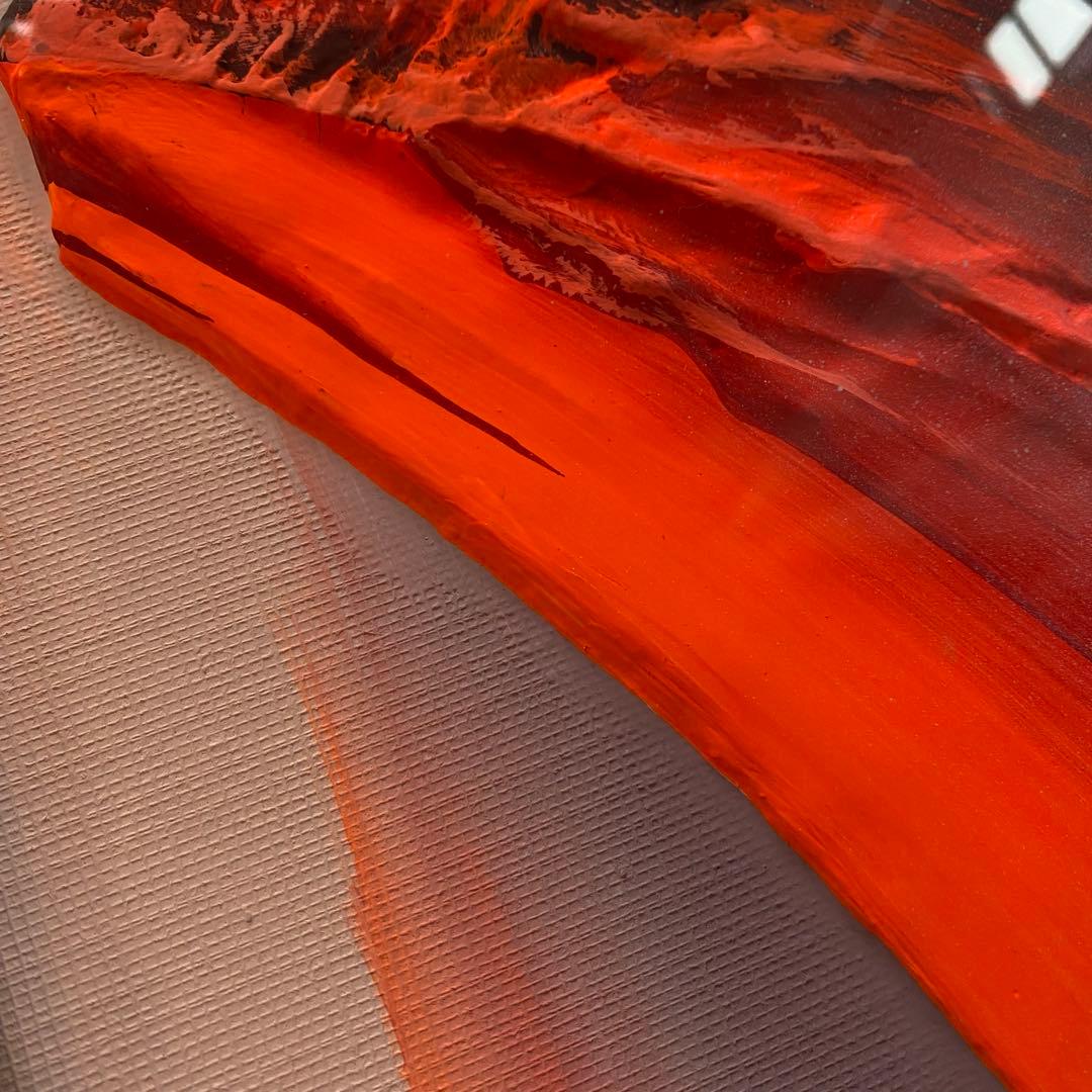 赤富士 半立体の型盛り絵 絵画 工芸品 ②