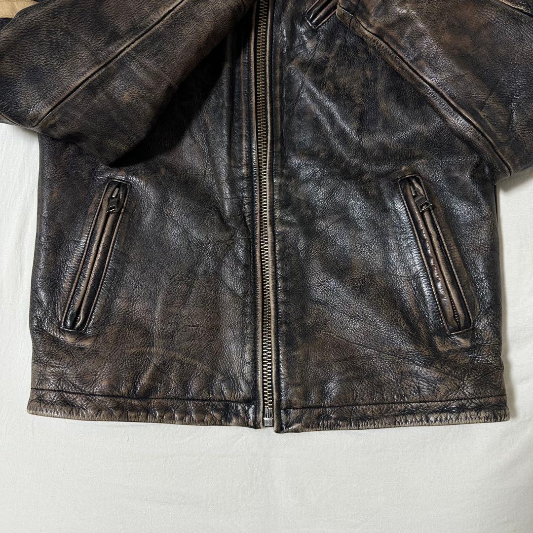 00s BANANA REPUBLIC 加工牛革 シングルライダース 雰囲気抜群