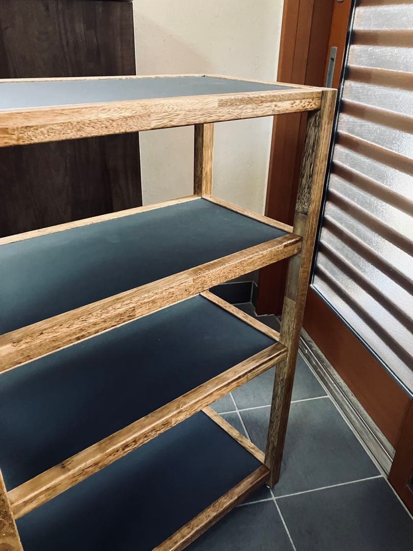 リノリウム×ラバーウッド　オープンシェルフ　オープンラック　ハンドメイド