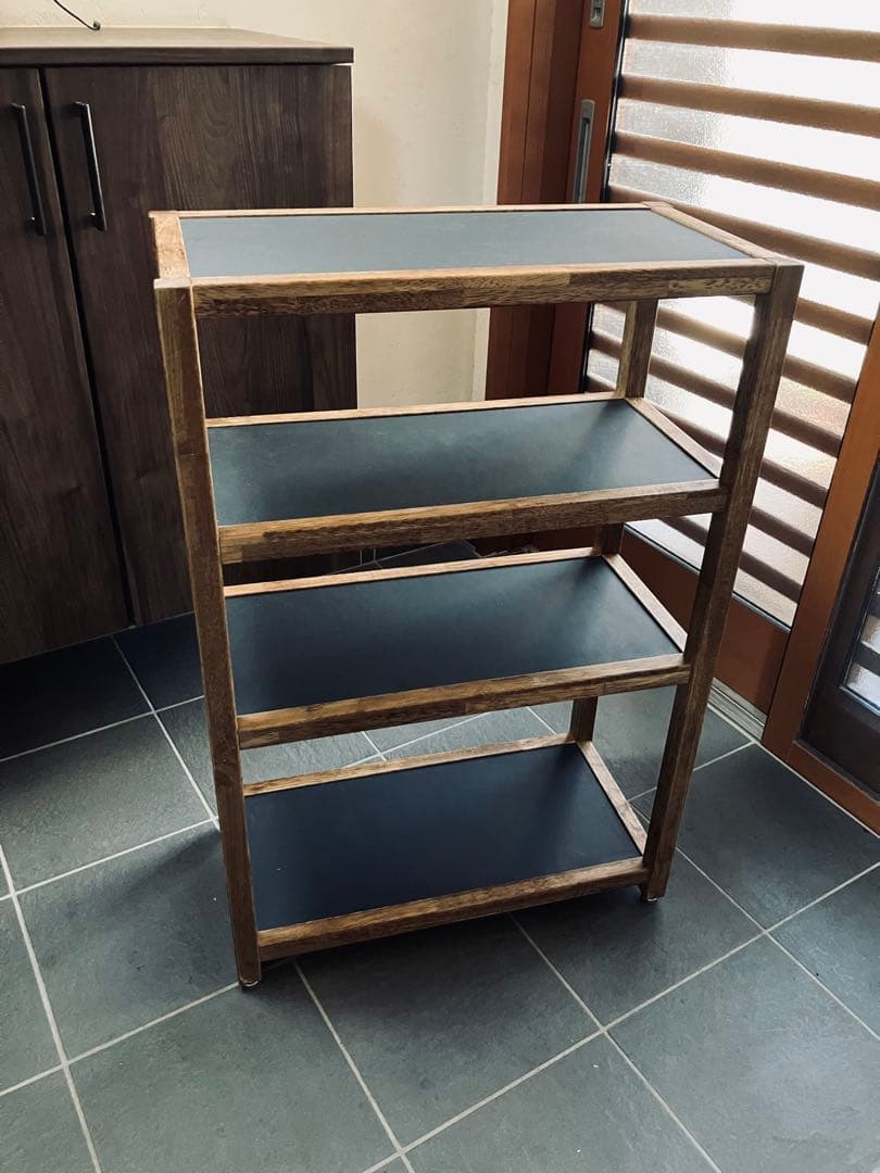 リノリウム×ラバーウッド　オープンシェルフ　オープンラック　ハンドメイド