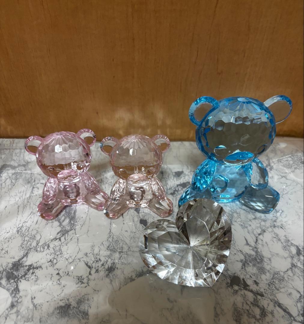 クマ型・ハート型置物 4点セット