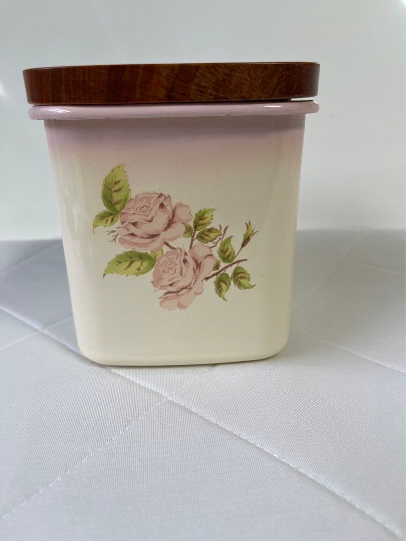 No.2310 イマン imane 四角キャニスター木ブタパッキン付 ホーロー製