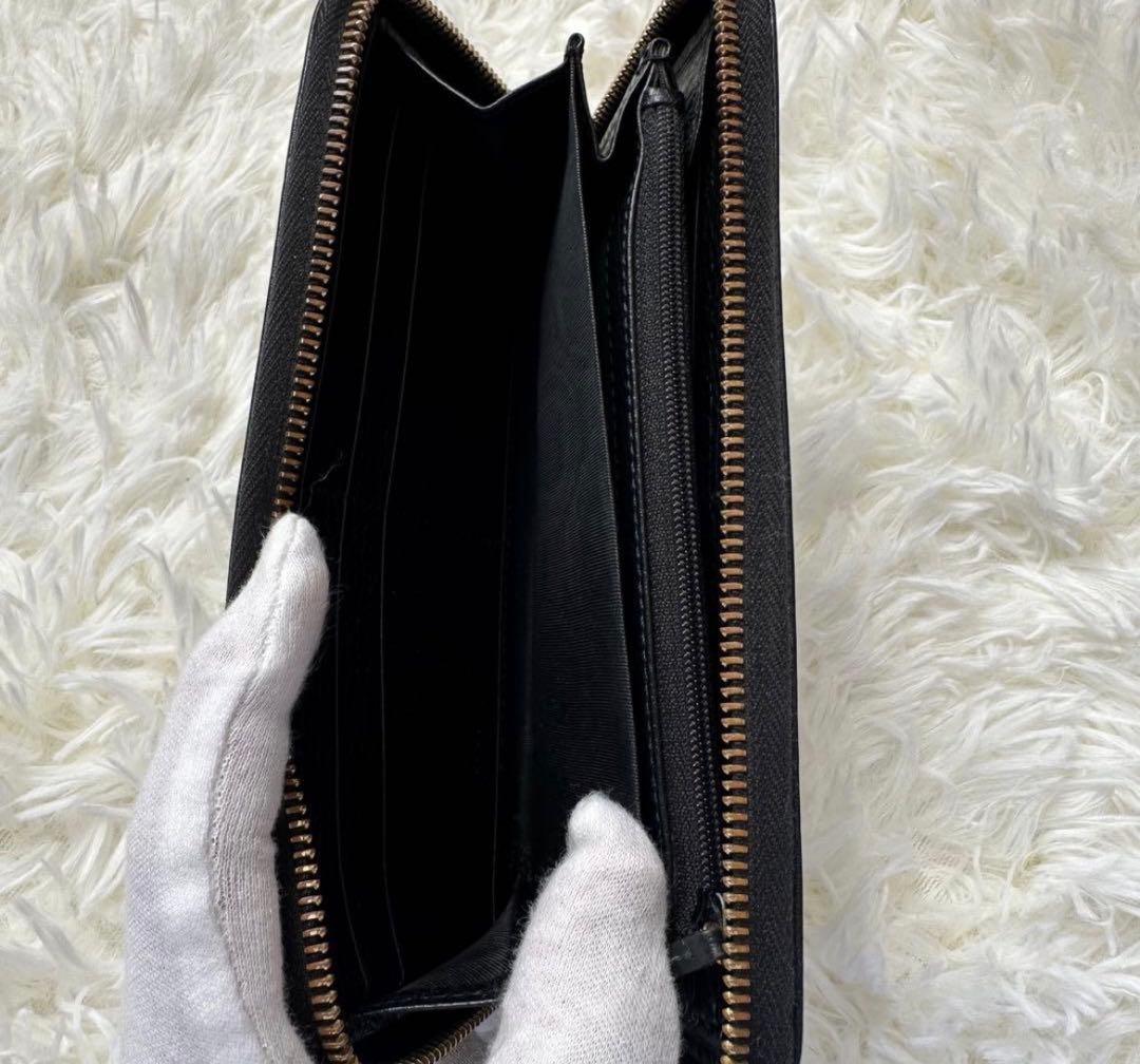 GUCCI ブラックレザー長財布 GGロゴ