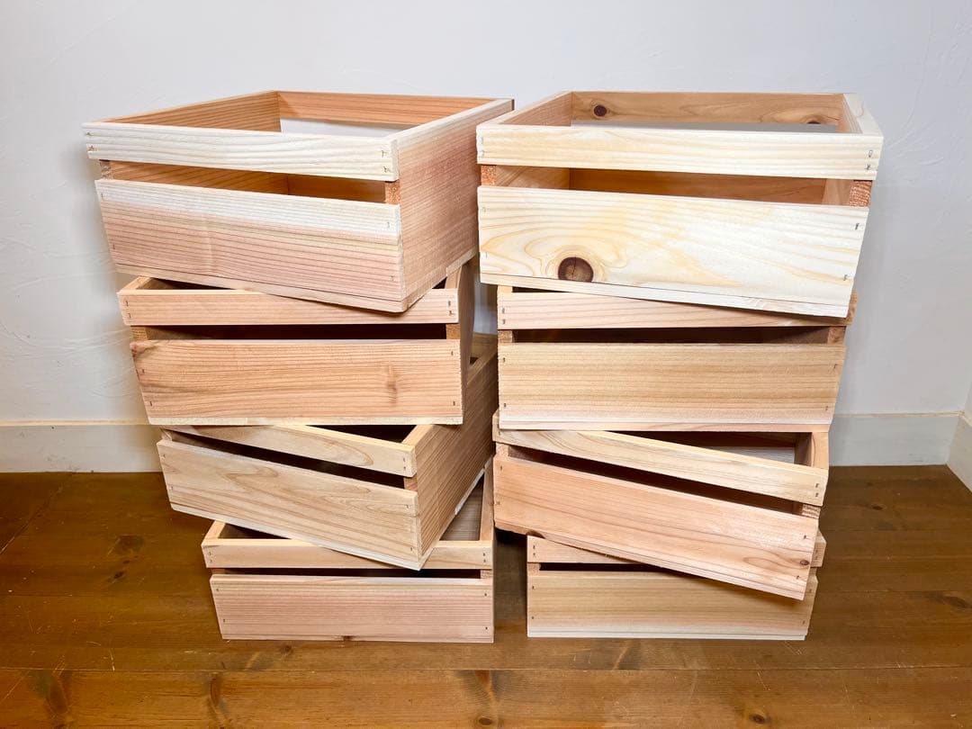 りんご箱 2箱 & 収納小箱 8箱 セット販売 / 木箱 ストレージ 引出し