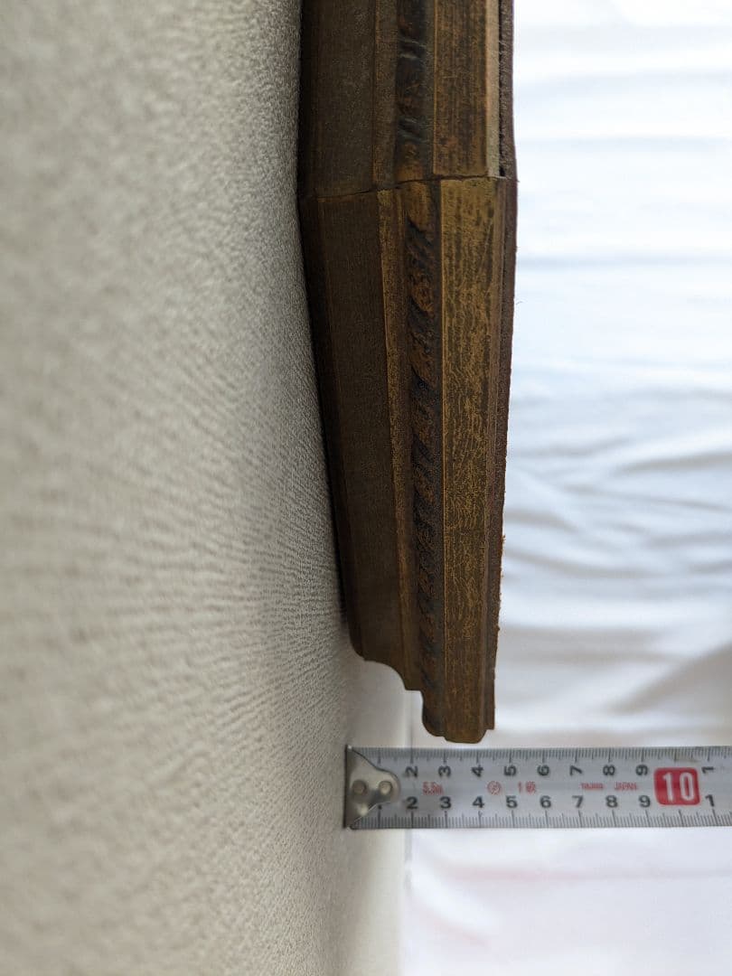 アンティーク 壁掛け 八角 ミラー 鏡 花柄 ヴィンテージ ゴールド