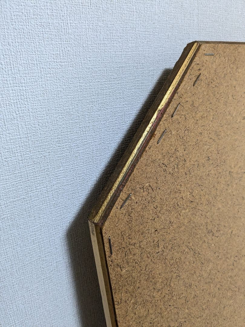 アンティーク 壁掛け 八角 ミラー 鏡 花柄 ヴィンテージ ゴールド