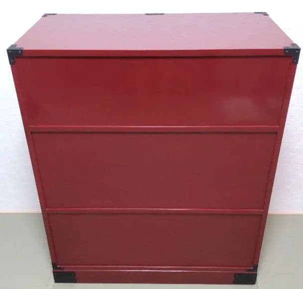 仙台箪笥 和箪笥 アンティーク 茶棚 南蛮 漆 朱色 木製 民芸 鉄金具 大型