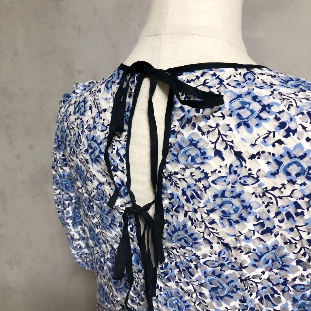 美品 ANAYI アナイ オパールクロスプリントブラウス